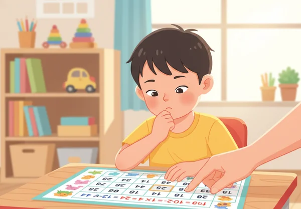 Kind dat vermenigvuldigt leert met ondersteuning