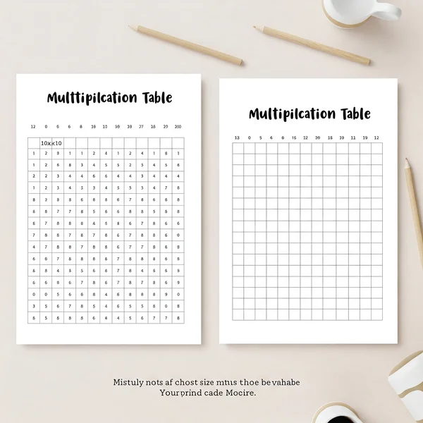 Preview of printable 10x10 and 12x12 blank multiplication charts