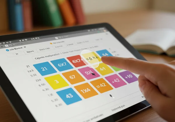 Interactive multiplication chart showing a cell hover effect