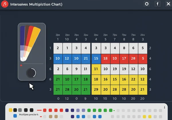 Interactive multiplication chart with colored patterns